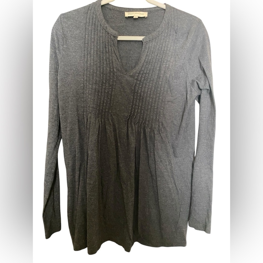 JONES NEW YORK SPORT EUC WOMENS LONG SLEEVE TOP GRAY SZ L